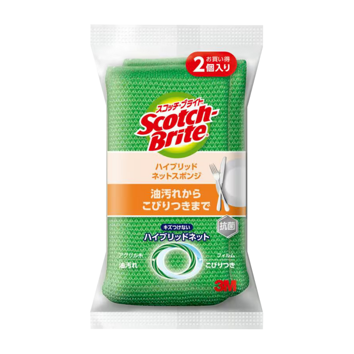 3M - Scotch-Brite Esponja híbrida de malla verde 1P