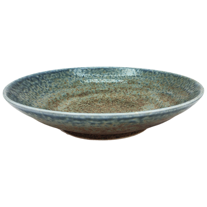 緑錆のグラデーションのポーセリンの皿 22.7 x 5.2 cm